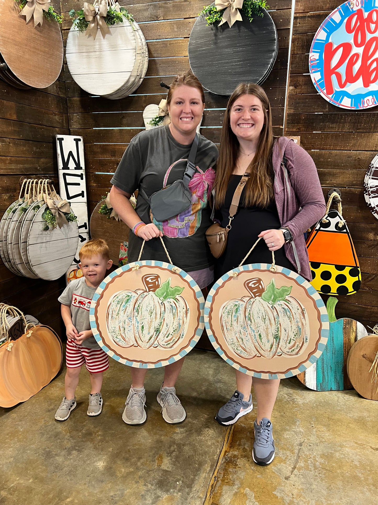 Scrapped Pumpkin Blue Circle Door Hanger