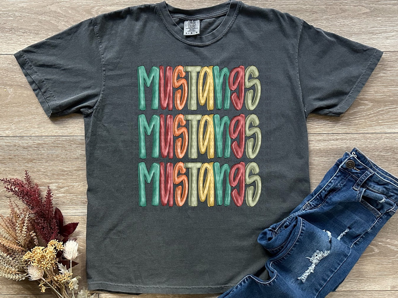 Watercolor Stacked Mustangs