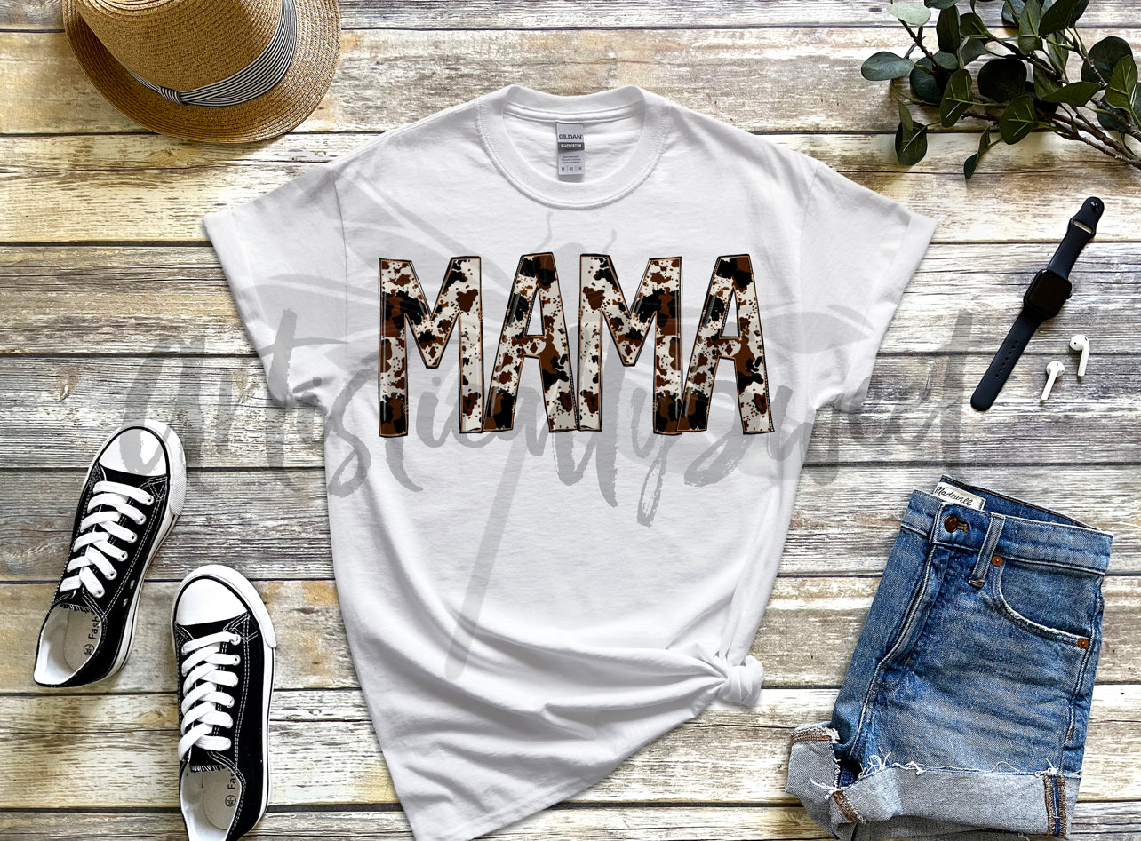 Cow Print Mama Comfy Tee