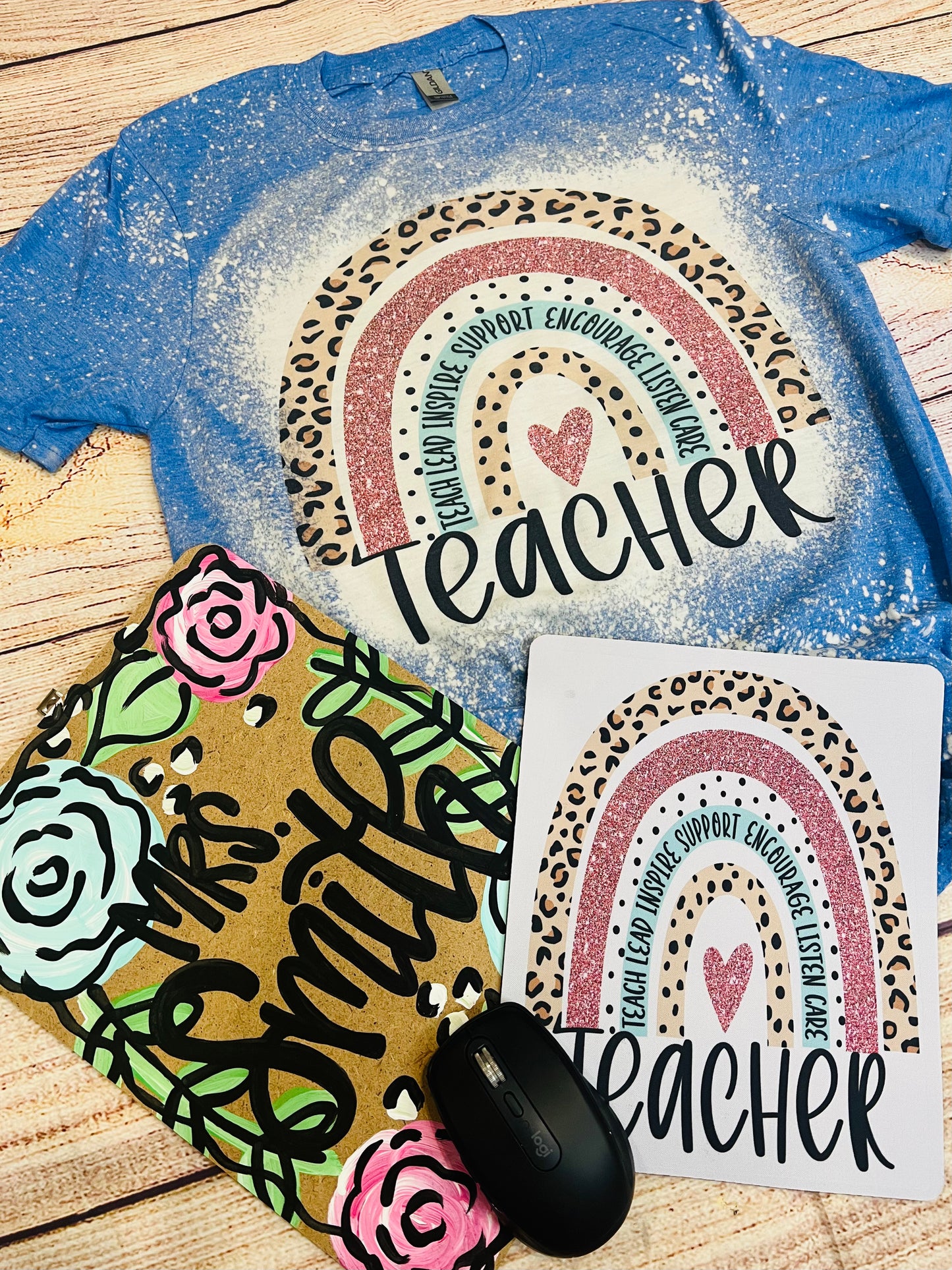Teacher Clipboard, Bleached Tee, & Mouse Pad Gift Set