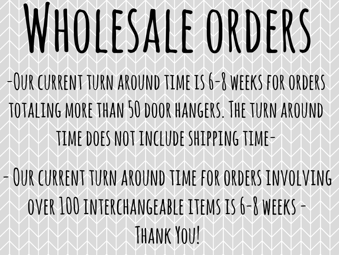 Wholesale Order Turn Around Time