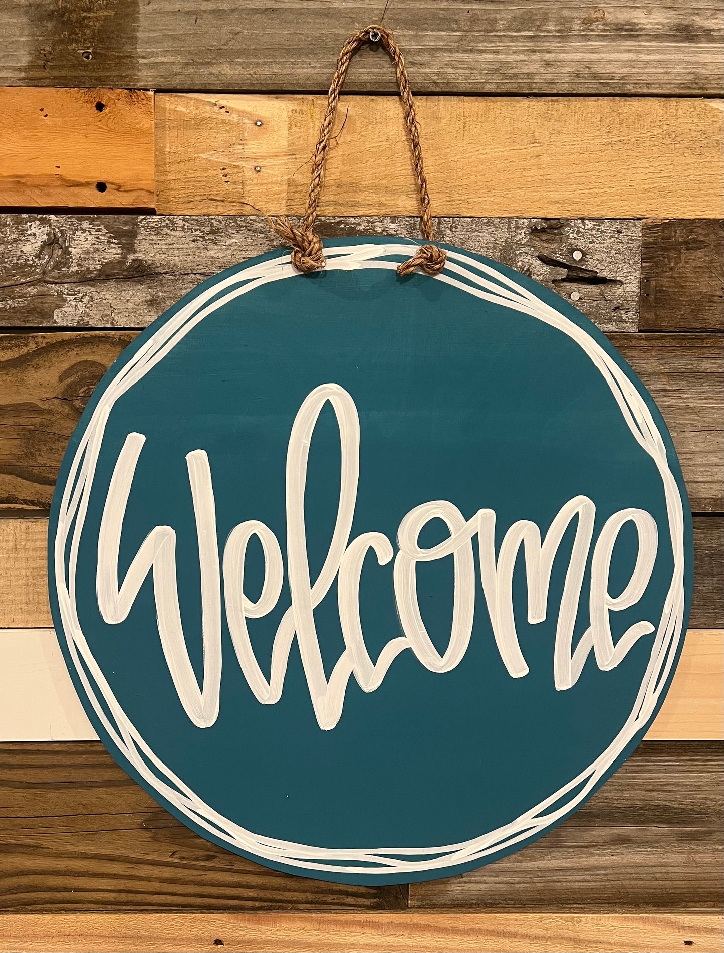 Teal Lined Welcome