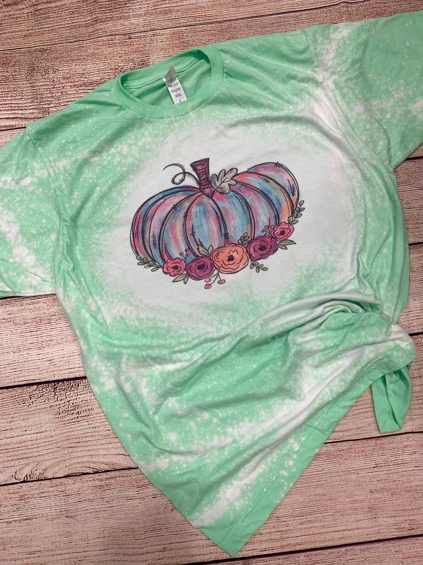 Bleached Colorful Floral Pumpkin Tee