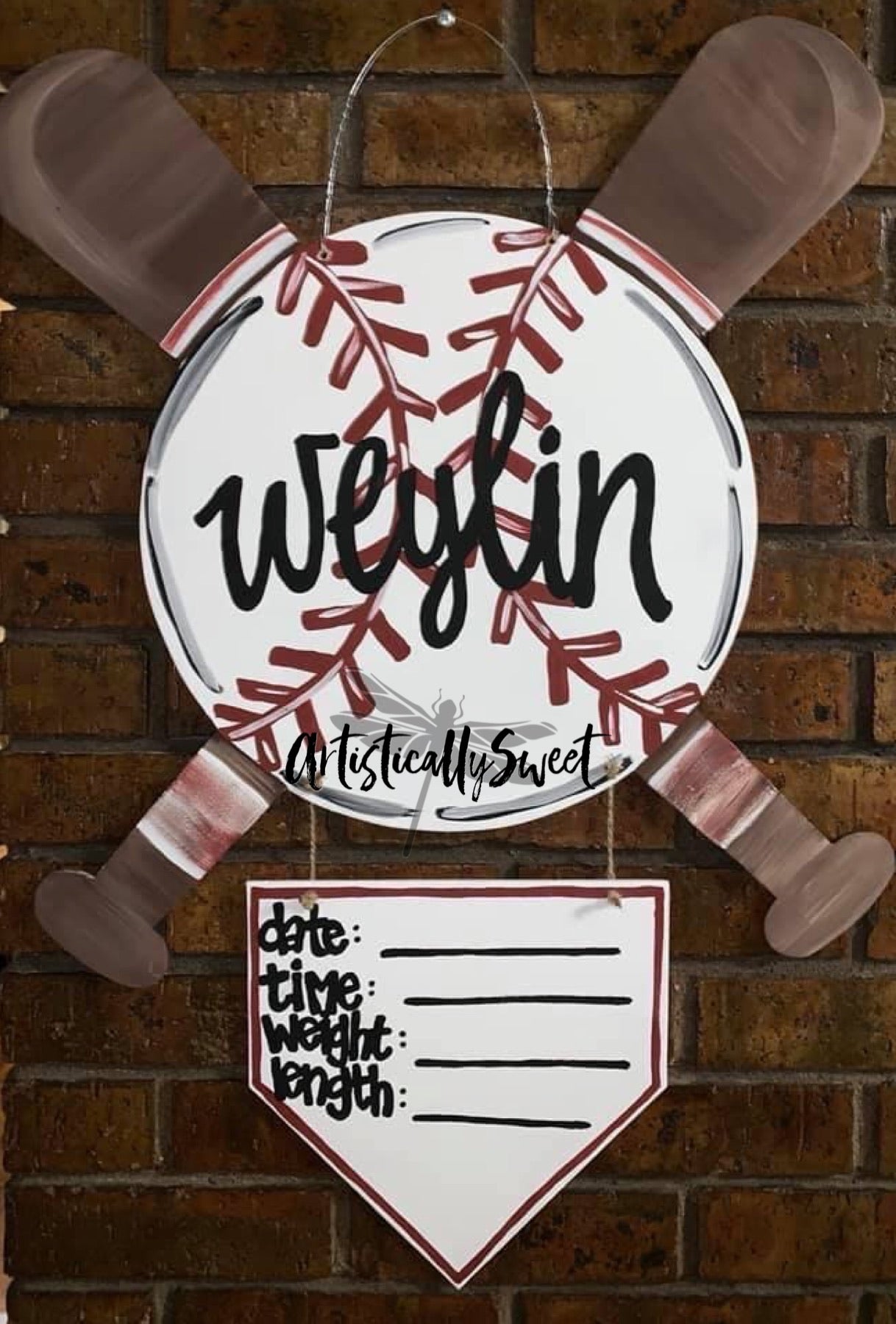 Crossed Bat Baseball Hospital Hanger