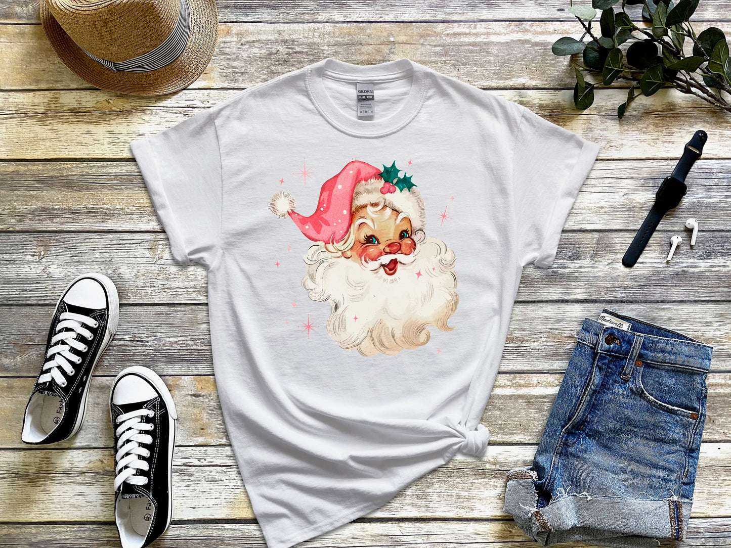 Pink Santa Graphic Tee