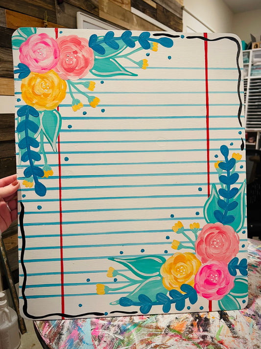 Floral Notebook Teacher Door Hanger