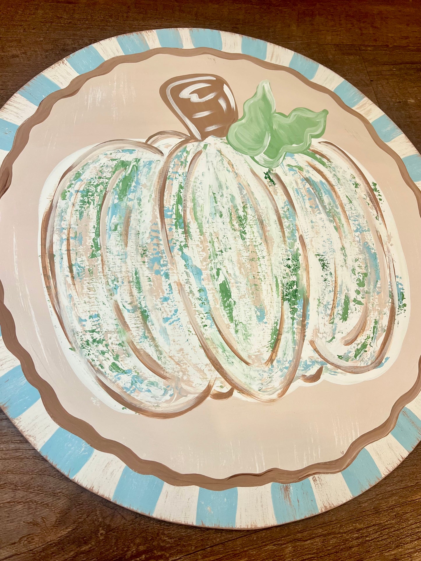 Scrapped Pumpkin Blue Circle Door Hanger