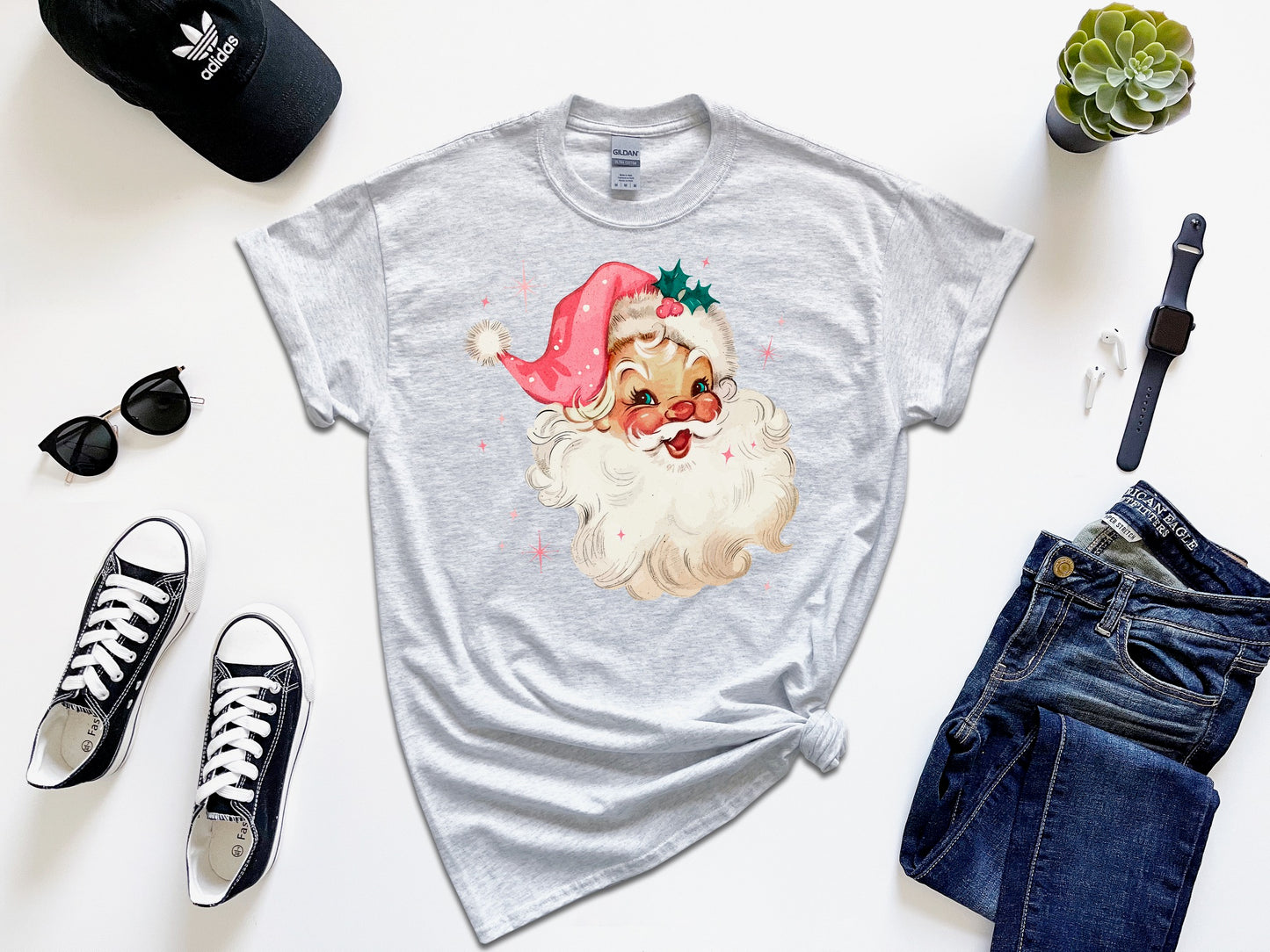 Pink Santa Graphic Tee