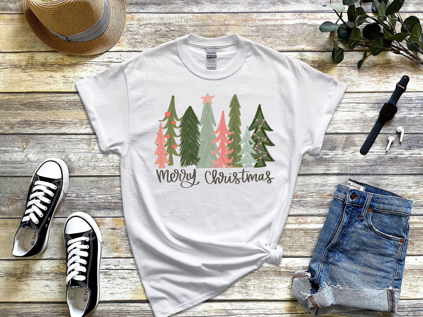 Merry Christmas Trees Graphic Tee