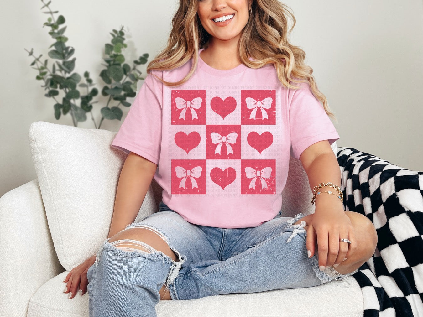 Heart Bows Pink Tee