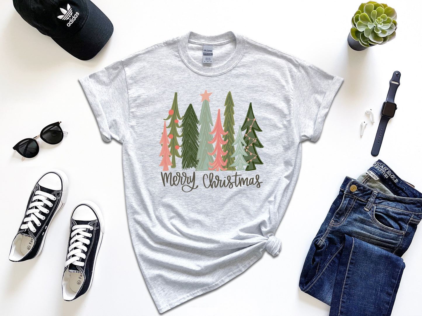 Merry Christmas Trees Graphic Tee