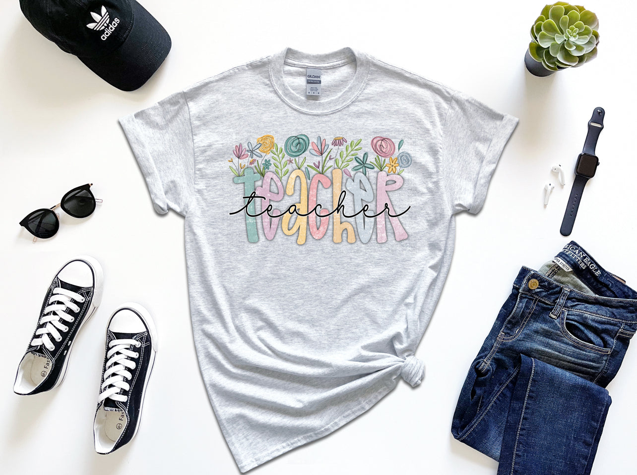 Floral Teacher Tee