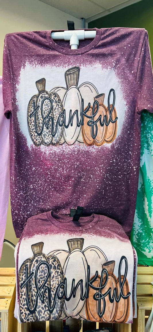 Thankful Pumpkins Bleached Tee