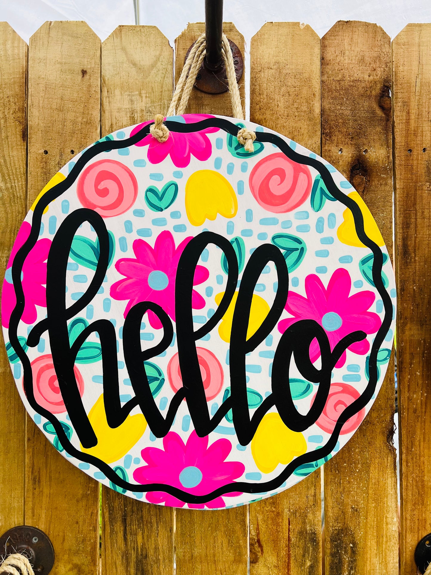 Colorful Floral Hello Circle