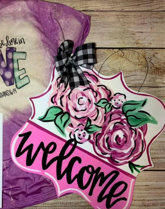 Mini Pink Floral Scalloped Welcome