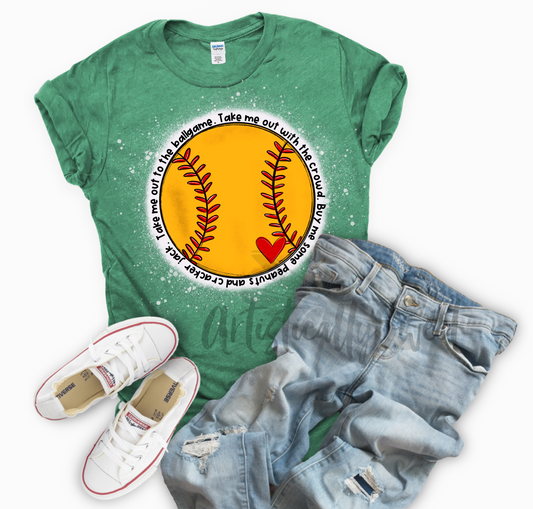 Take Me Out To The Ballgame- softball Bleached Tee