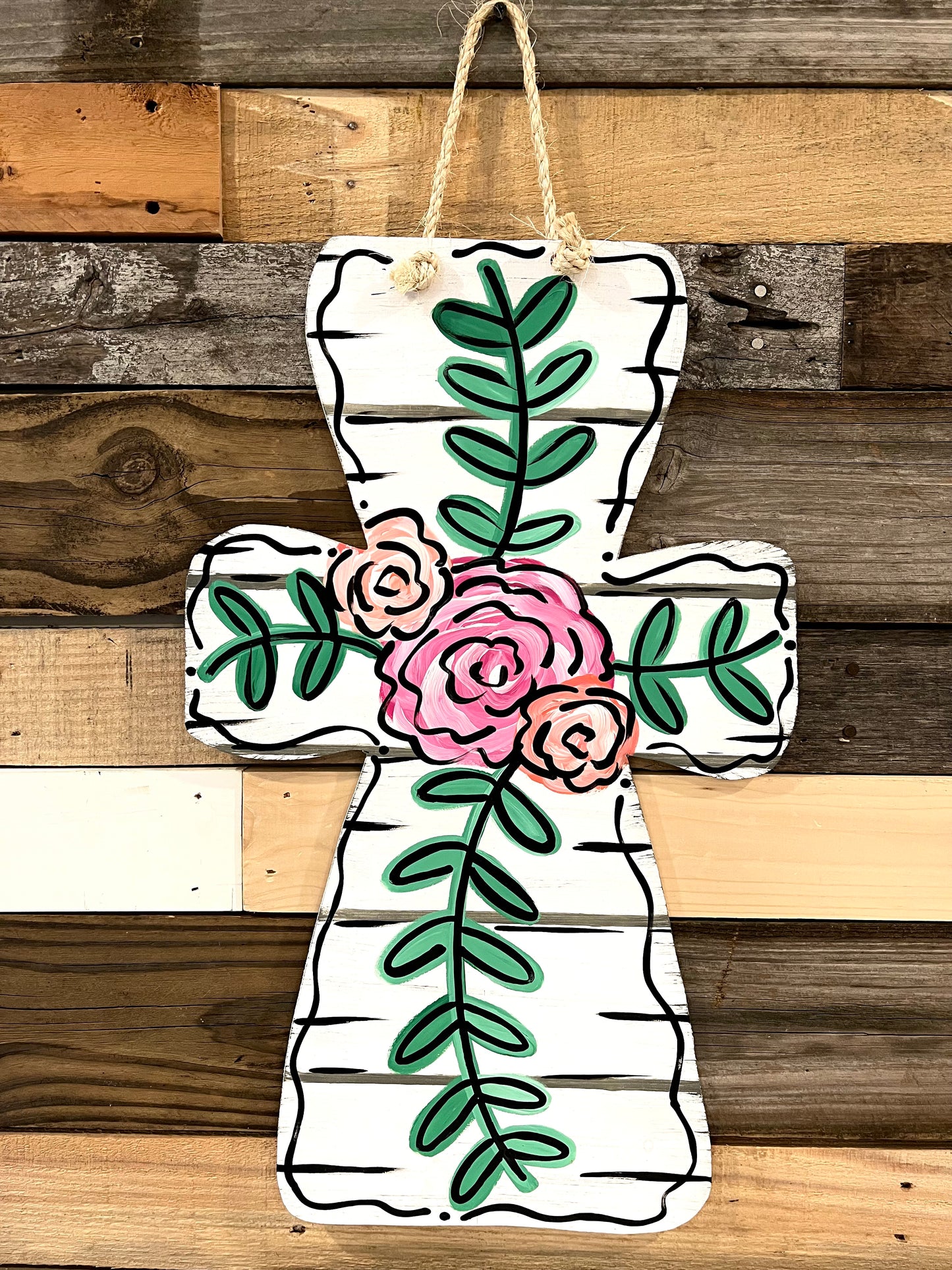 Floral Shiplap Cross