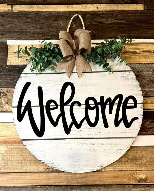 White Shiplap Welcome Door Hanger