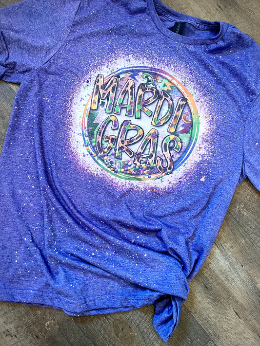 Leopard Chaos Mardi Gras Bleached Tee