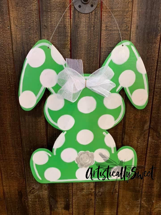 Green Polka Dot Floppy Ear Bunny