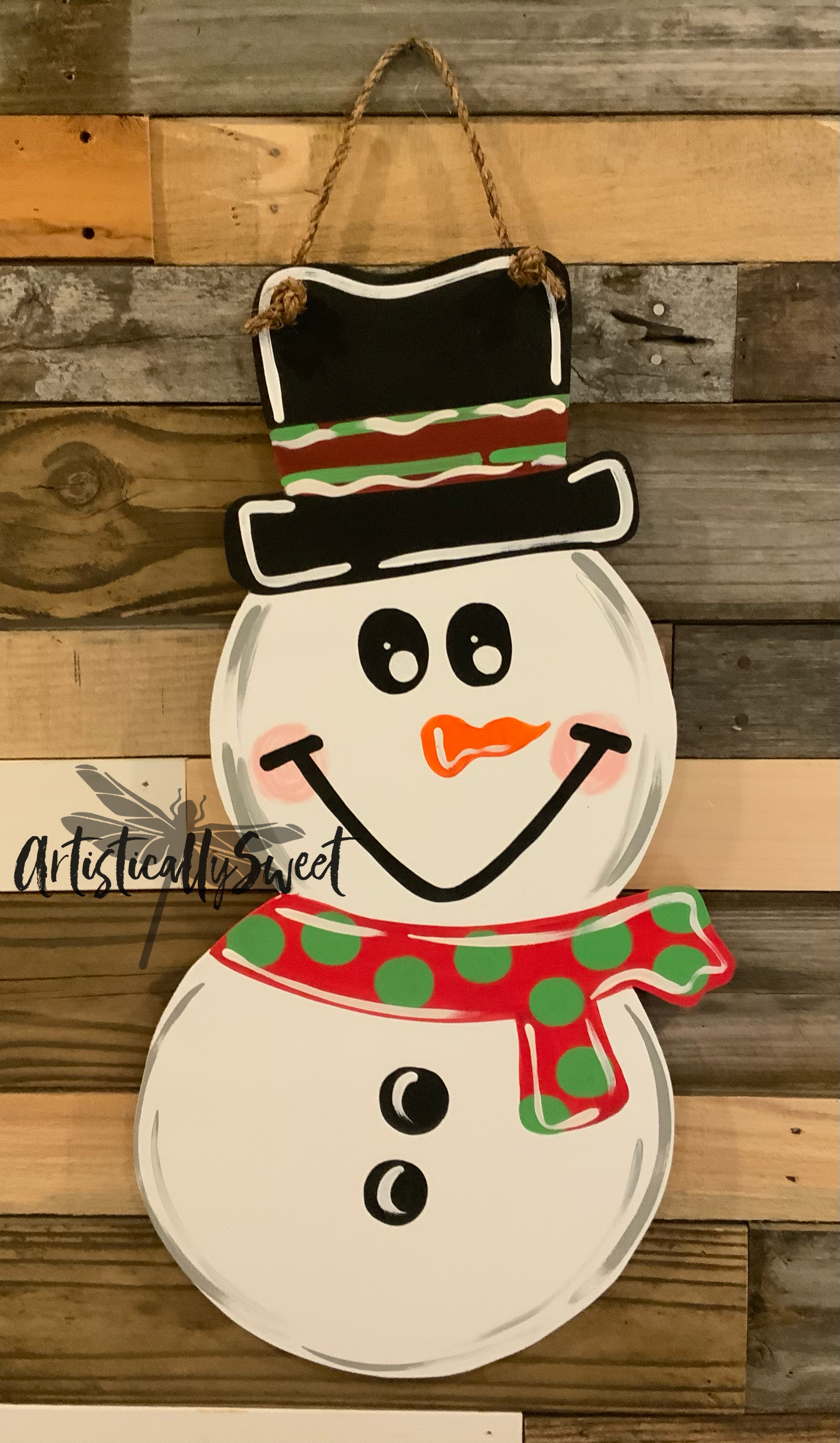 Full Body Snowman with Red Scarf