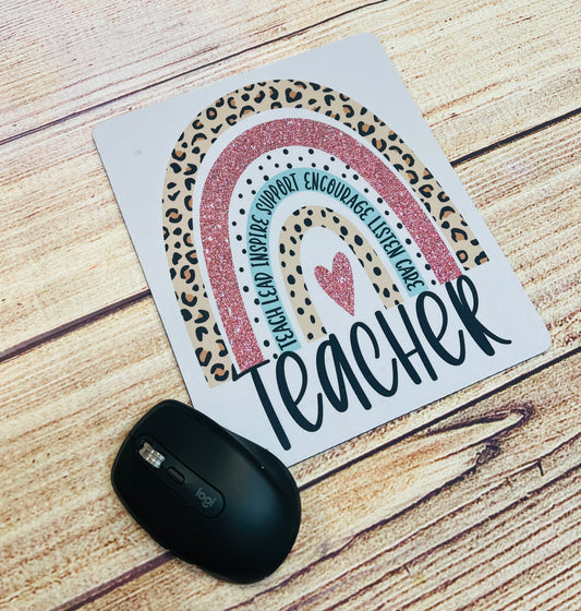 Leopard Rainbow Teacher Mouse Pad