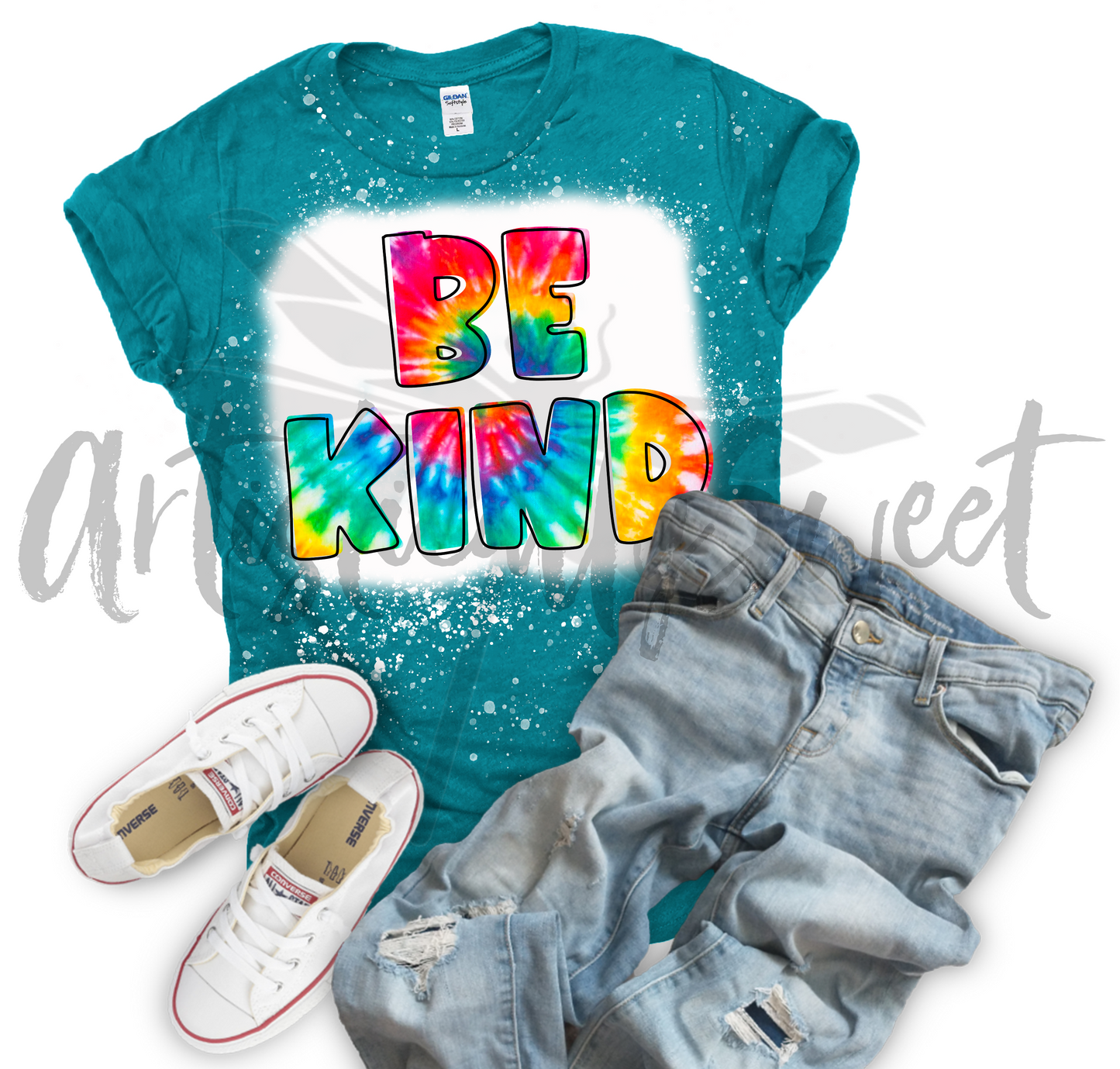 Tie Dye Bleached Be Kind Comfy Tee