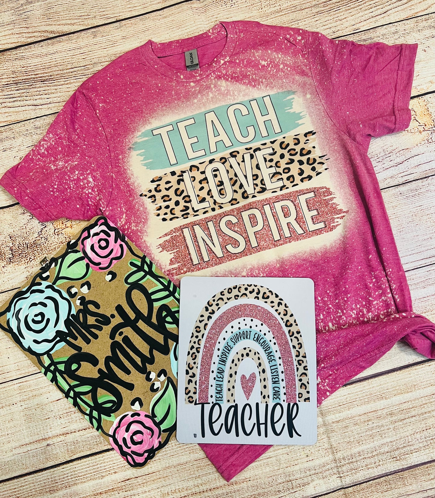 Teacher Clipboard, Bleached Tee, & Mouse Pad Gift Set