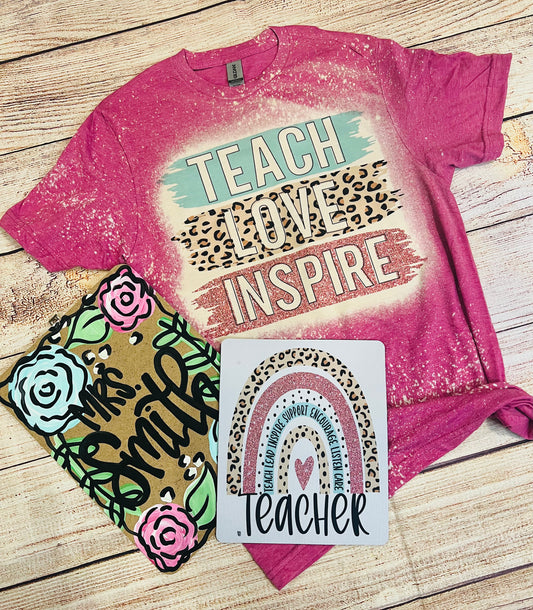 Teacher Clipboard, Bleached Tee, & Mouse Pad Gift Set