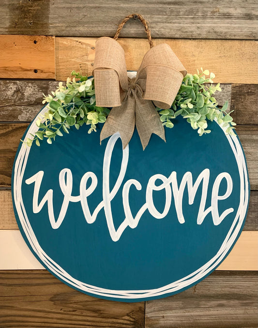 Teal Lined Welcome