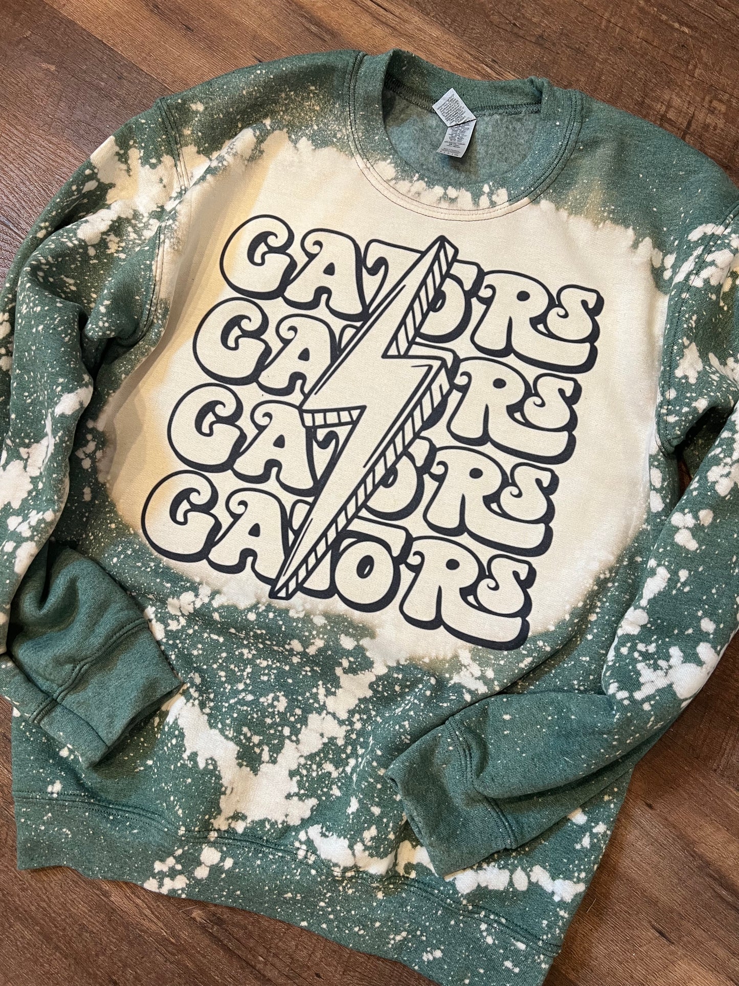 Retro Lightening Bolt Mascot Bleached Sweatshirts