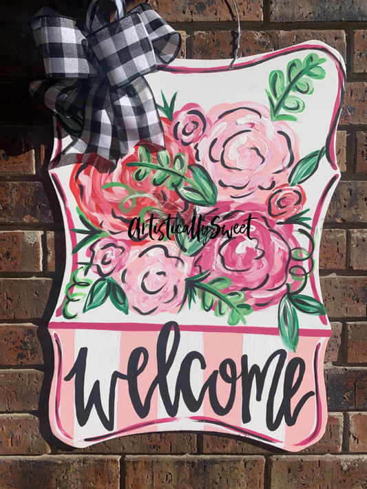 Floral Pink Scallop Welcome