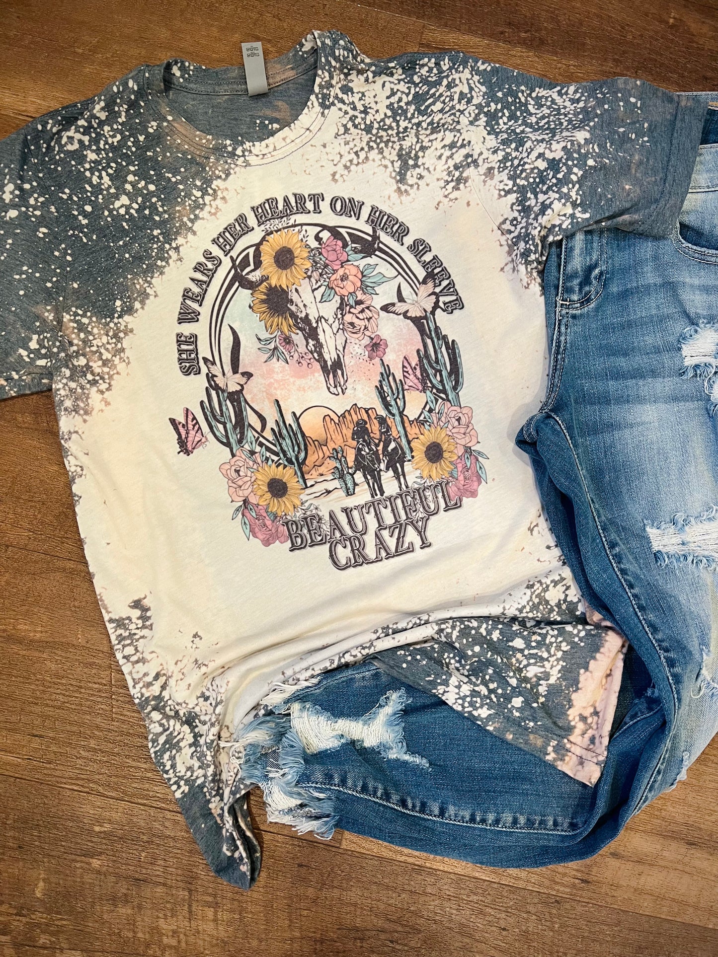 Beautiful Crazy Graphic Bleached Tee