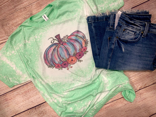 Bleached Colorful Floral Pumpkin Tee