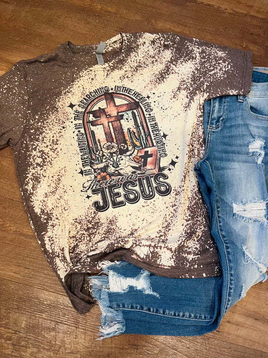 There was Jesus Graphic Brown Bleached Tee