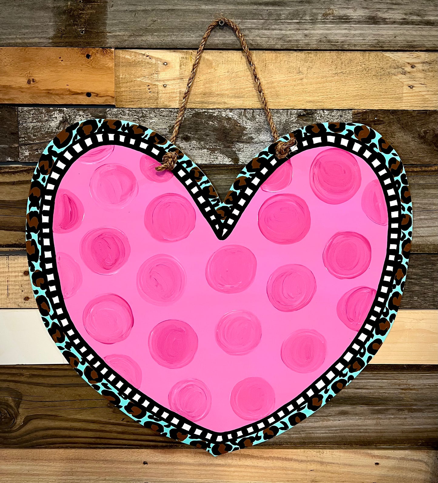 Polka Dot Leopard Heart