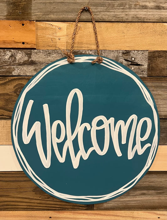 Teal Lined Welcome