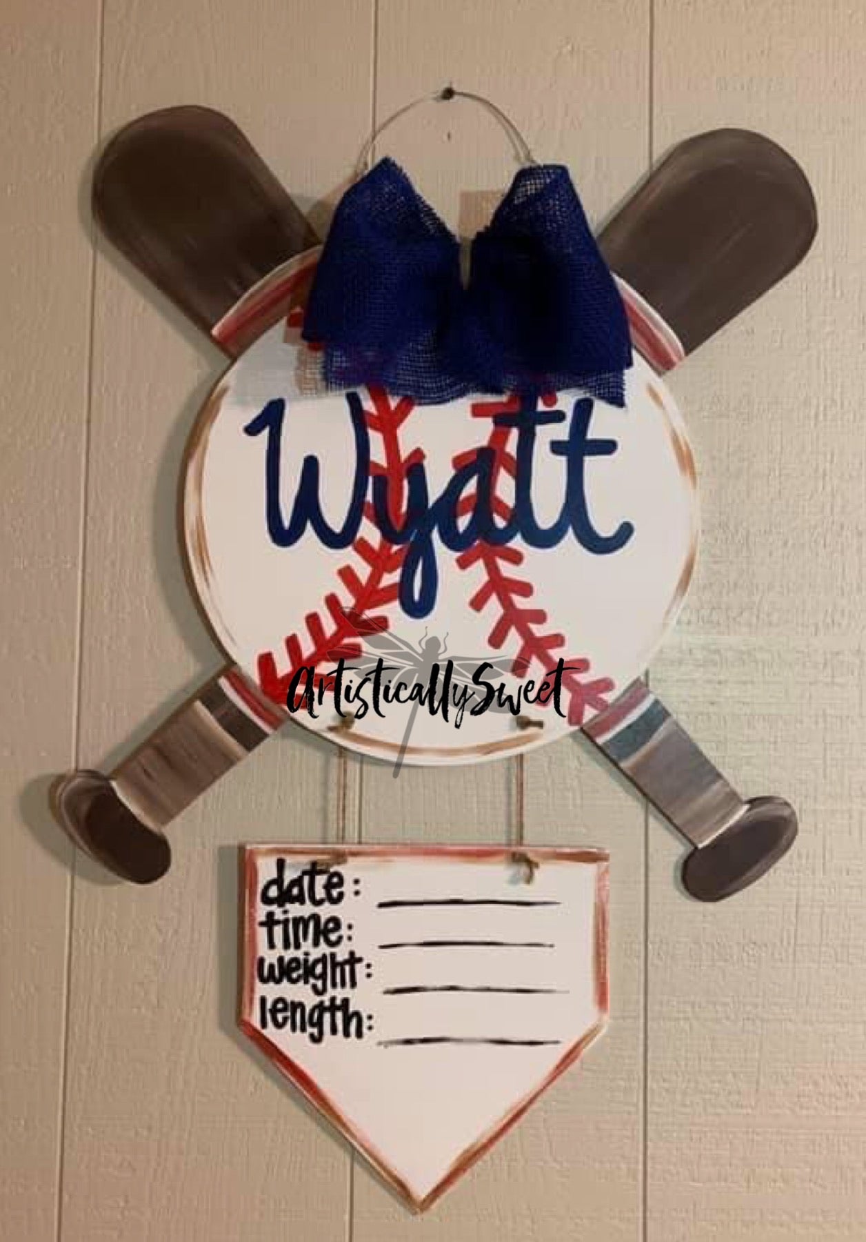 Crossed Bat Baseball Hospital Hanger