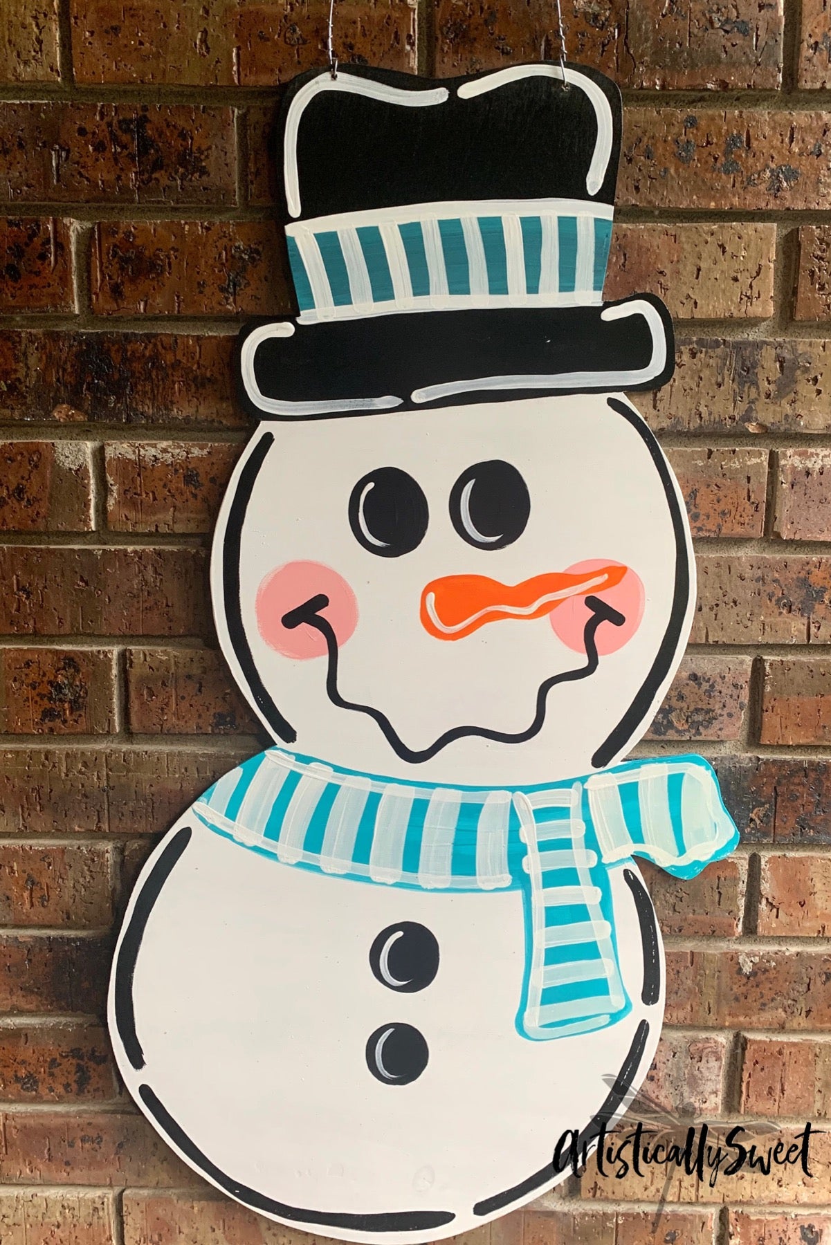 Blue Striped Scarf Snowman