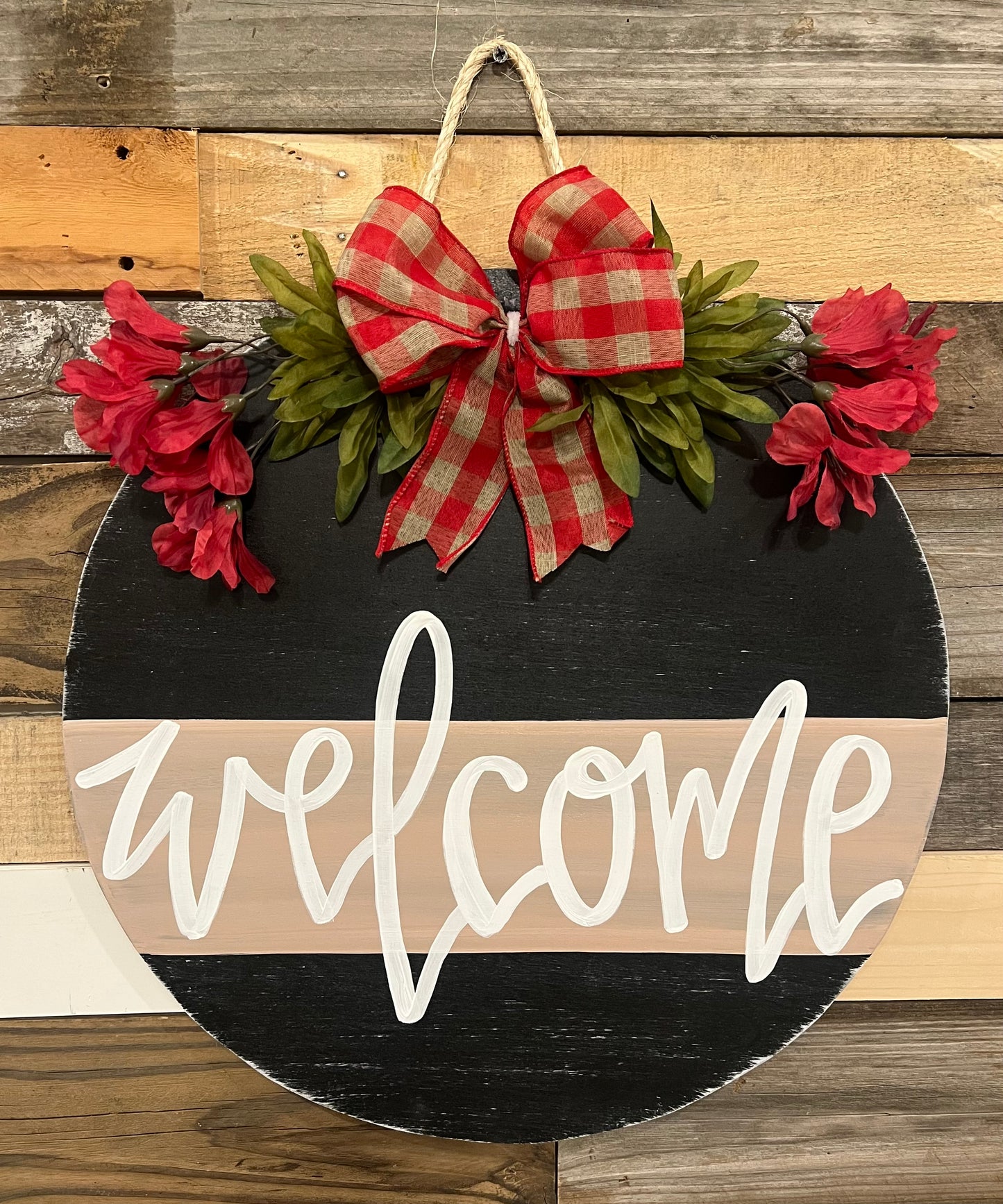 Red Floral Stripe Welcome