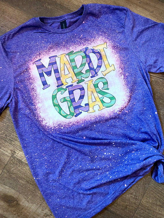 Mardi Gras Bleached Tee