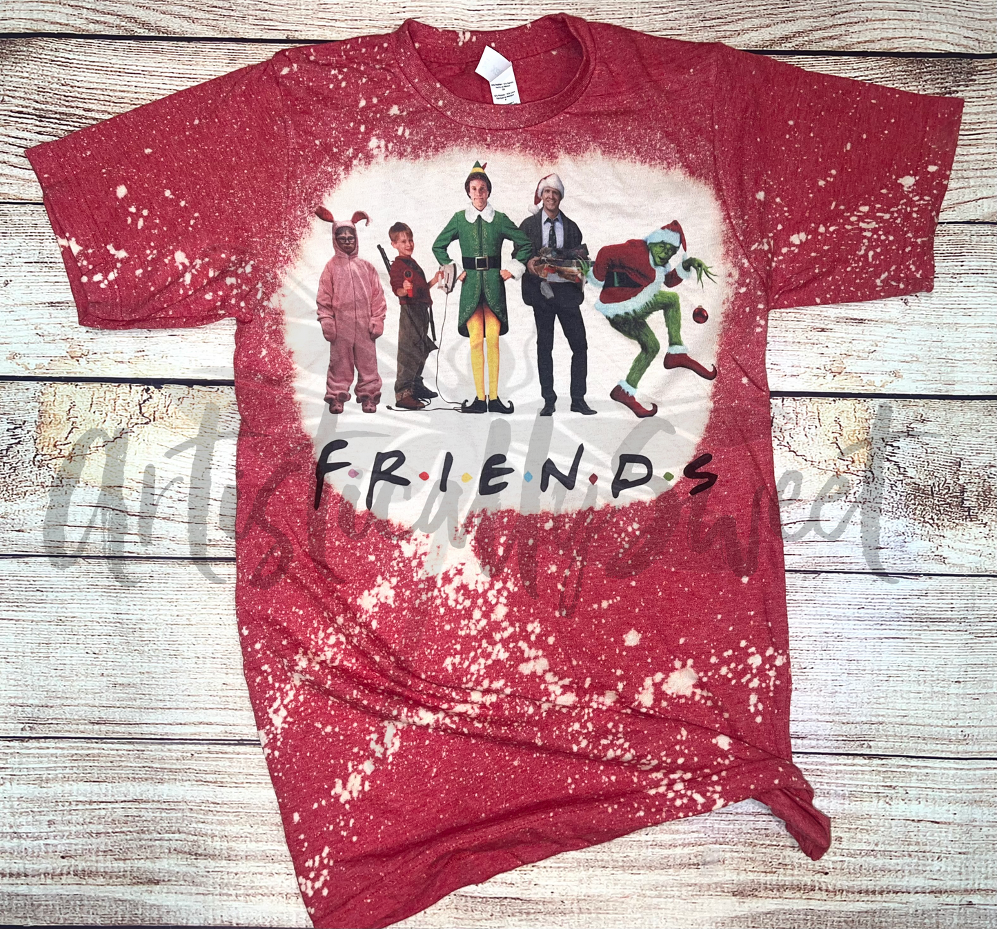 Christmas Friends Bleached Tee