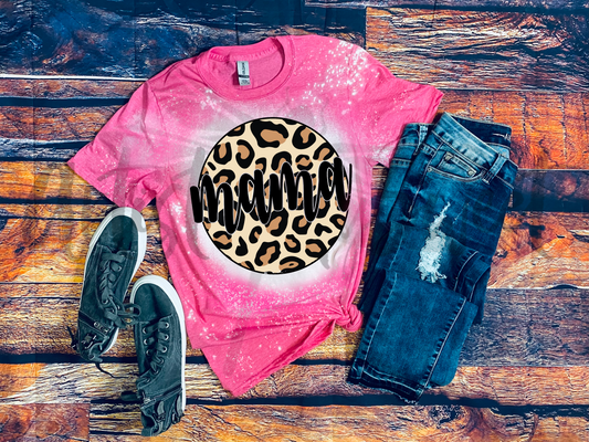 Round Leopard Mama Bleached Comfy Tee